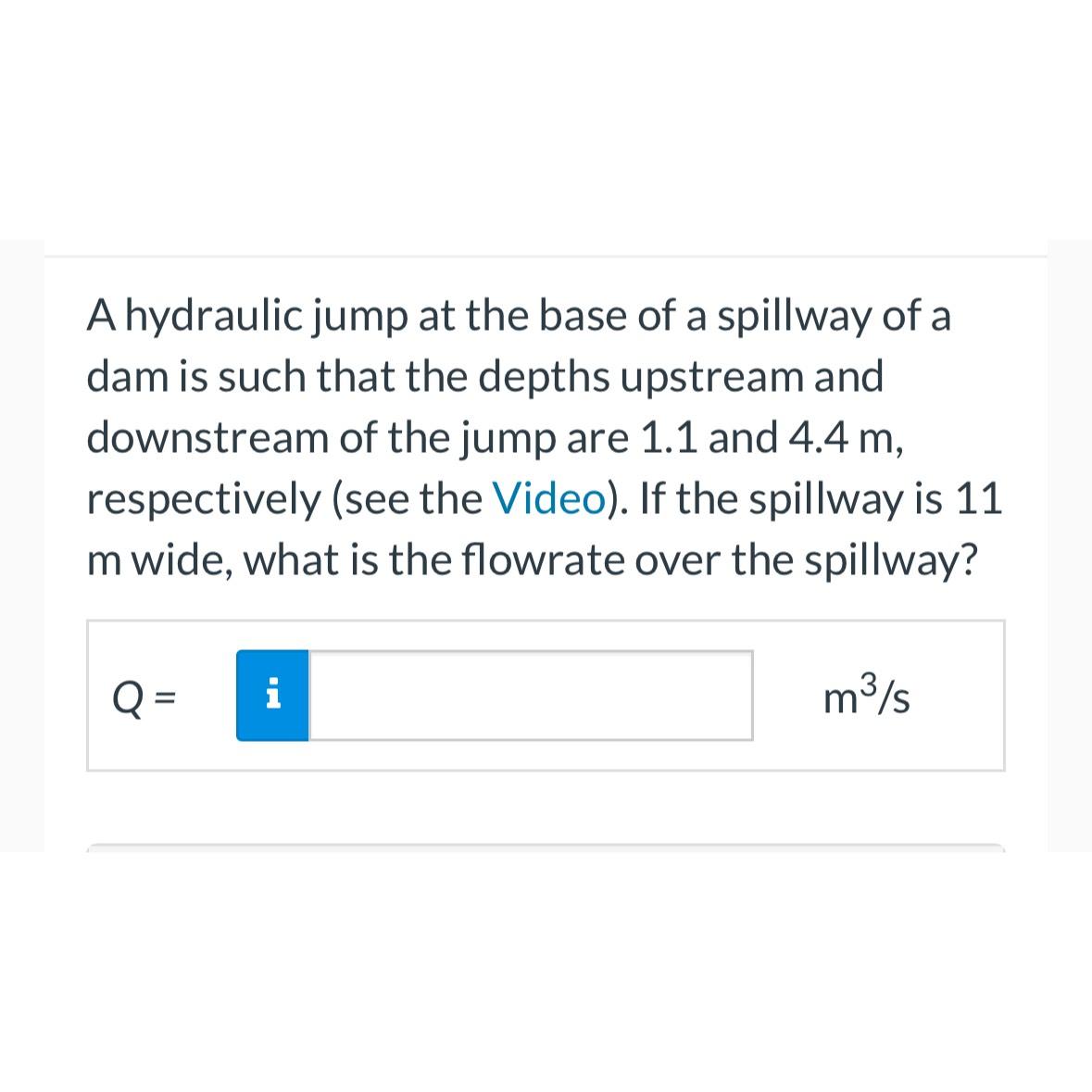 Solved A hydraulic jump at the base of a spillway of a dam