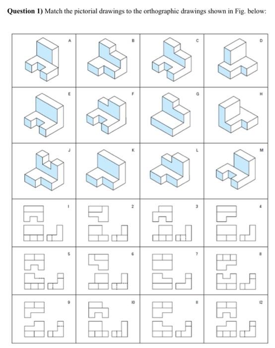 Solved Question 1) Match the pictorial drawings to the | Chegg.com