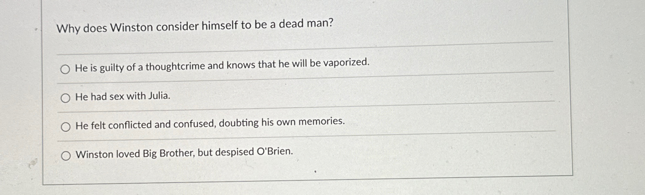 Solved Why does Winston consider himself to be a dead man? | Chegg.com