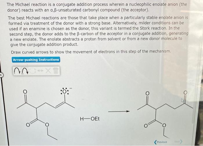 Solved The Michael reaction is a conjugate addition process