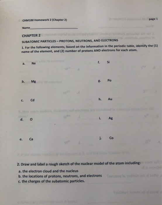 Solved CHM100 Homework 2 (Chapter 2) page 1 Name CHAPTER 2 | Chegg.com