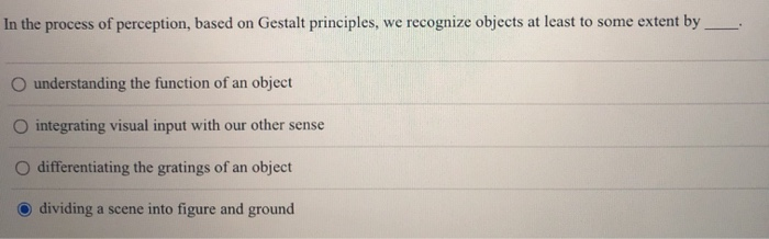 Solved In the process of perception, based on Gestalt | Chegg.com