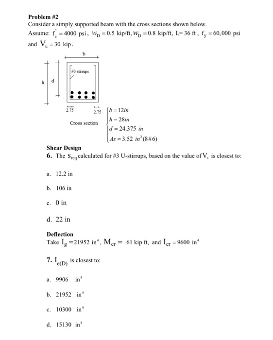Solved Problem #2 Consider a simply supported beam with the | Chegg.com