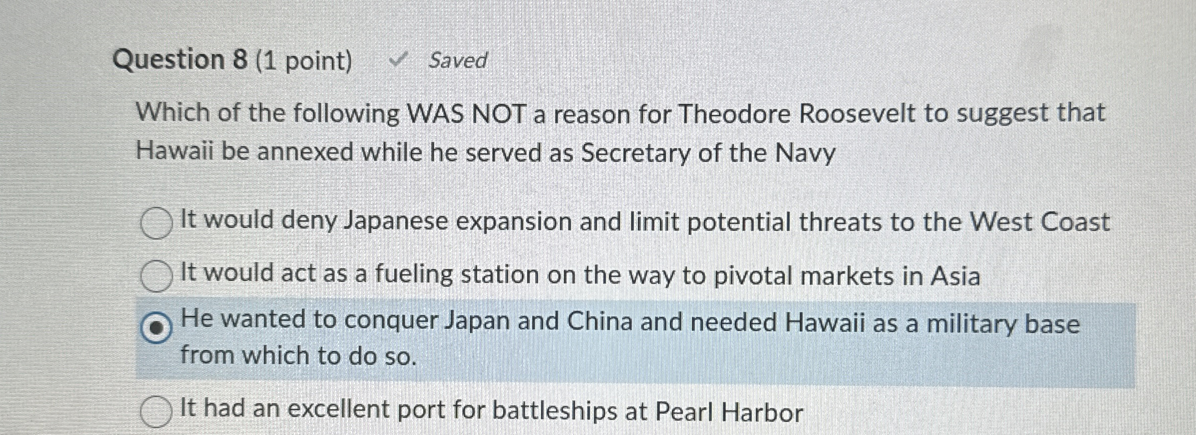 Solved Question 8 (1 ﻿point) ﻿SavedWhich of the following | Chegg.com
