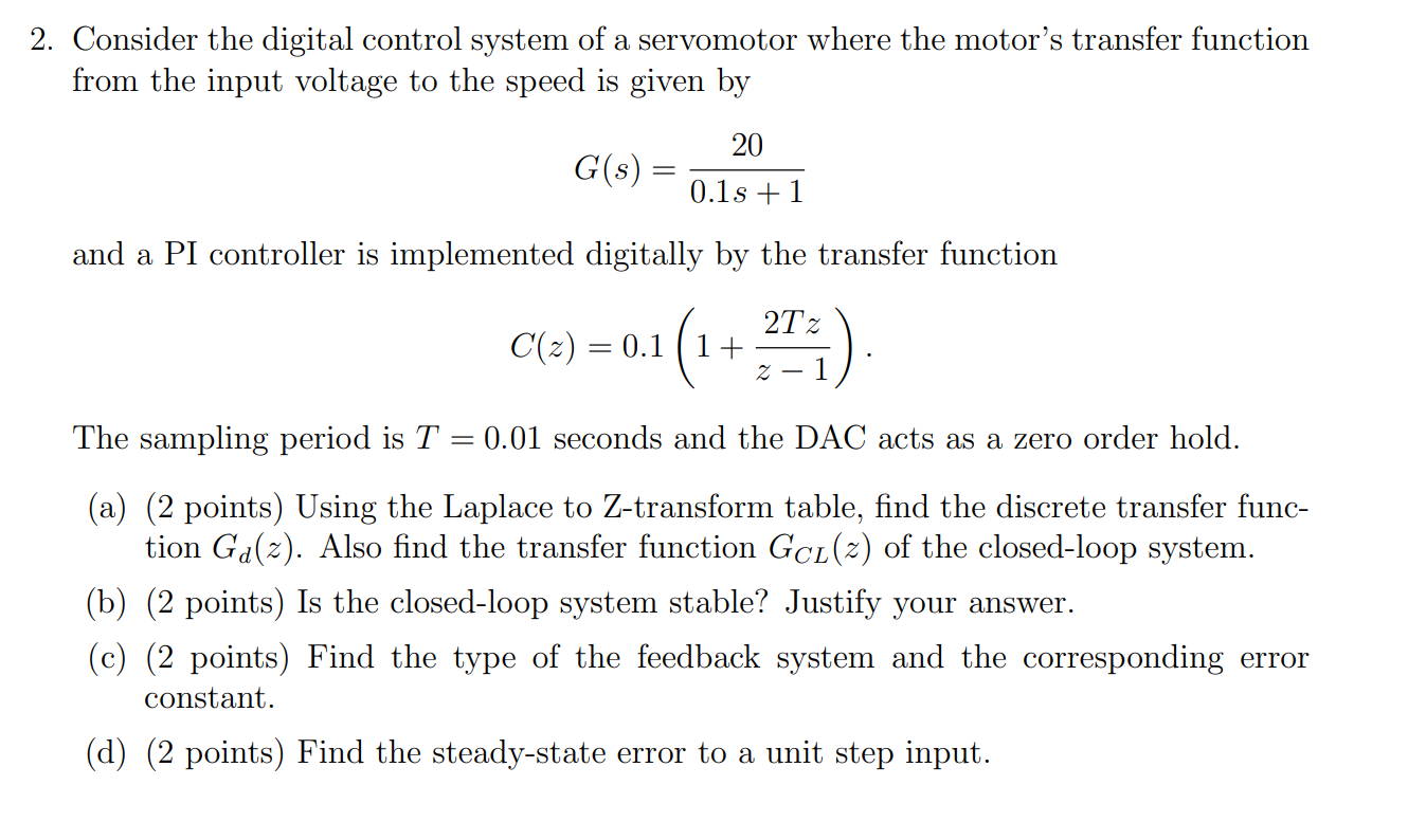 Solved . ﻿Consider the digital control system of ﻿a | Chegg.com