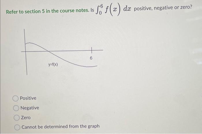 Solved Refer to section 5 in the course notes. Is ∫06f(x)dx | Chegg.com