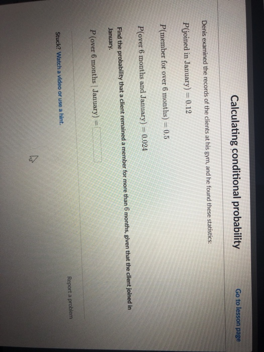 Solved Go To Lesson Page Calculating Conditional Probability | Chegg.com