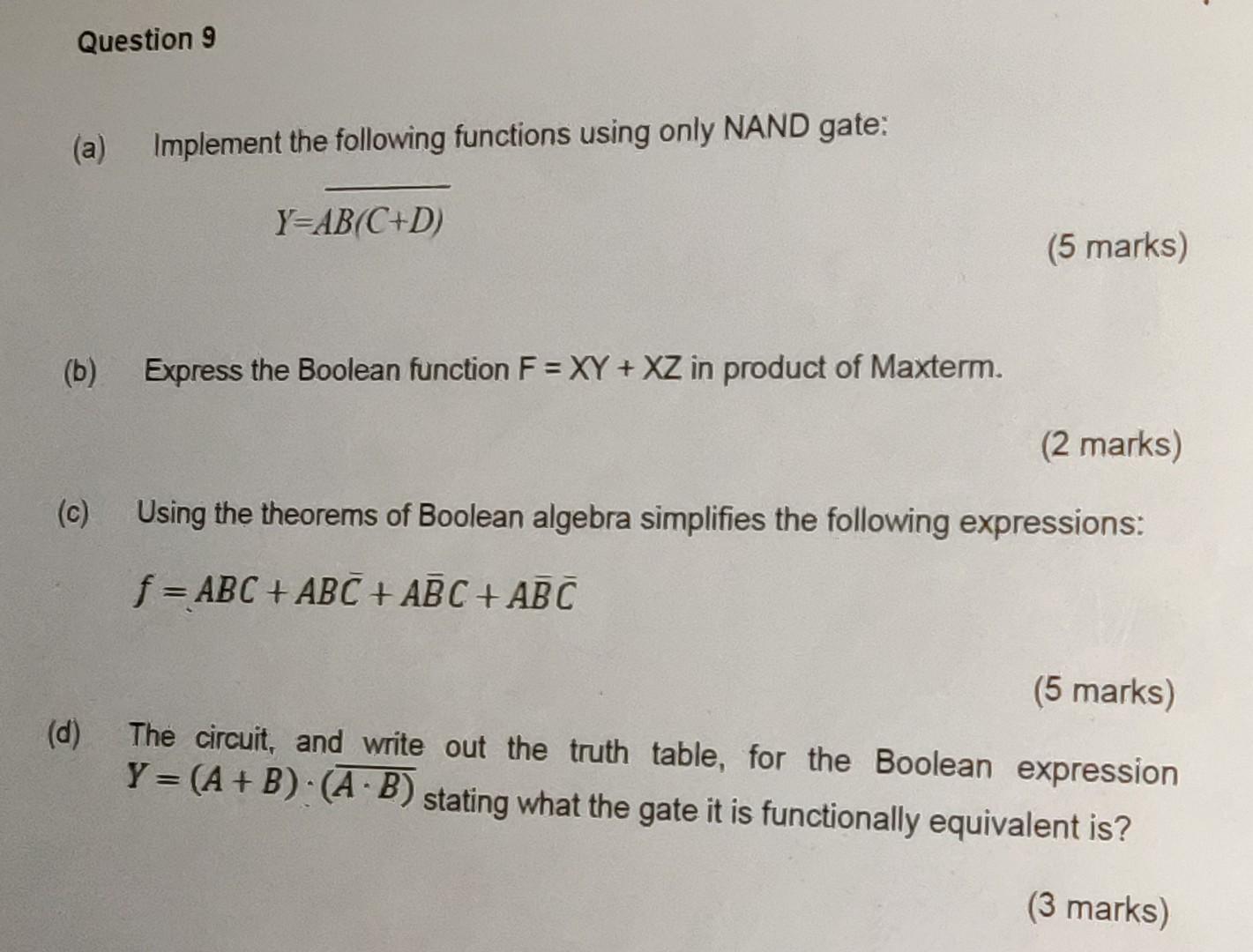 Solved Question 9 (a) Implement The Following Functions | Chegg.com