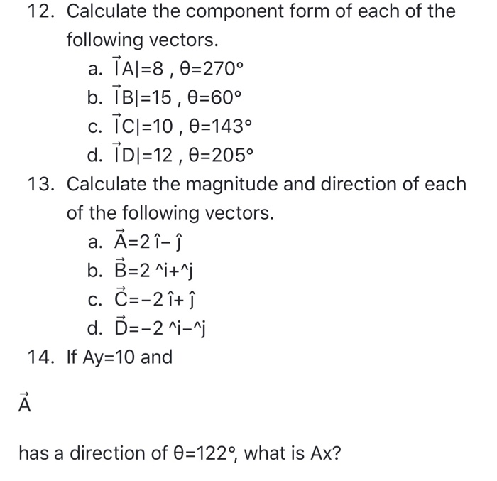 Solved 12 Calculate The Component Form Of Each Of The Fo Chegg Com