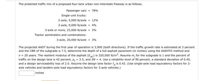 Solved The predicted traffic mix of a proposed four-lane | Chegg.com