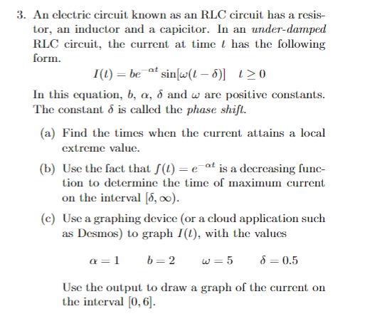 Solved An electric circuit known as an RLC circuit has a | Chegg.com