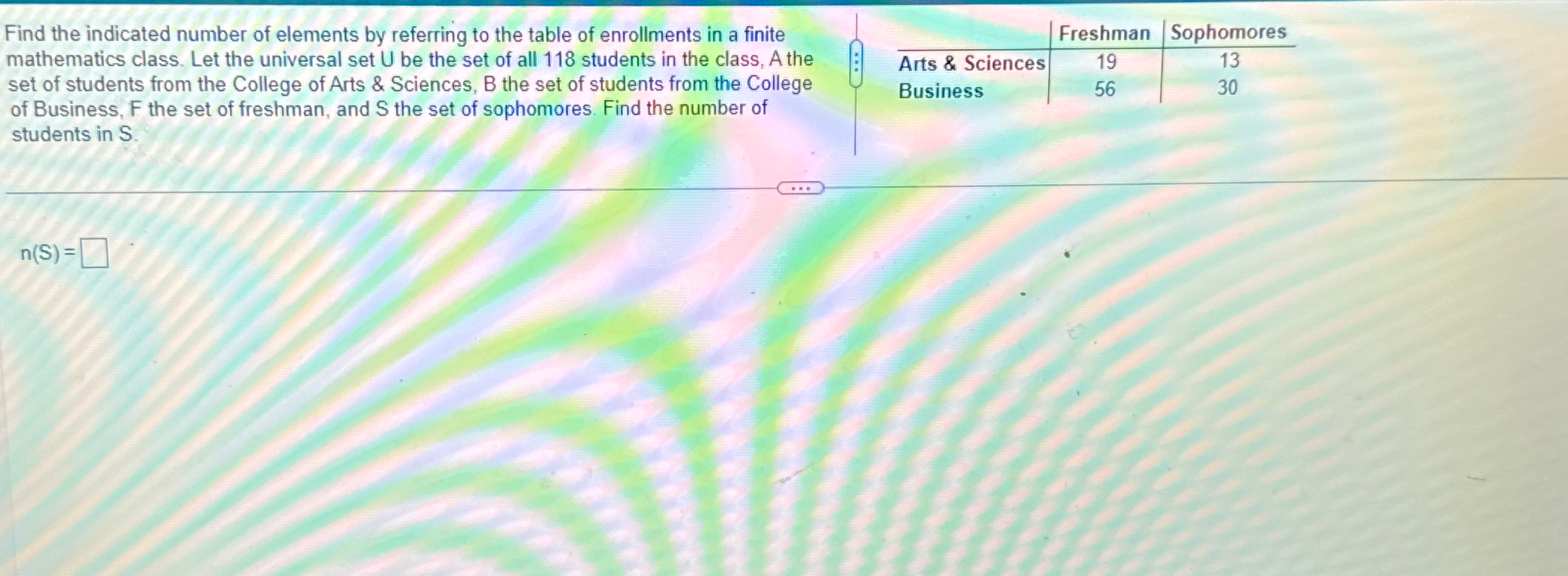 Solved Find the indicated number of elements by referring to | Chegg.com