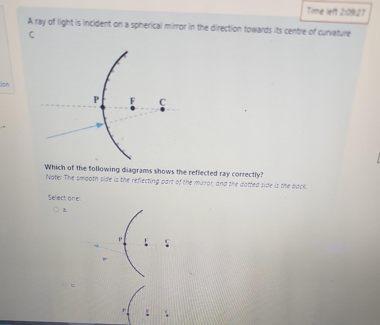Solved A ray of light is incident on a spherical mirror in | Chegg.com