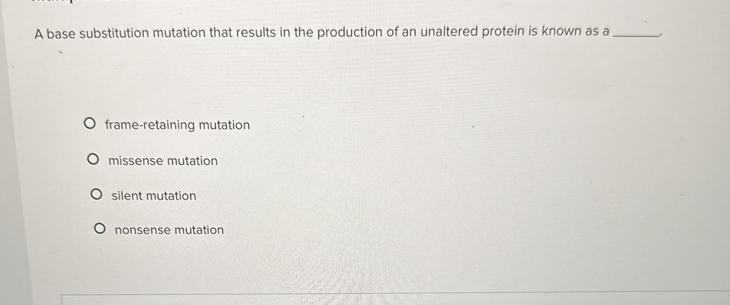 Solved A base substitution mutation that results in the | Chegg.com