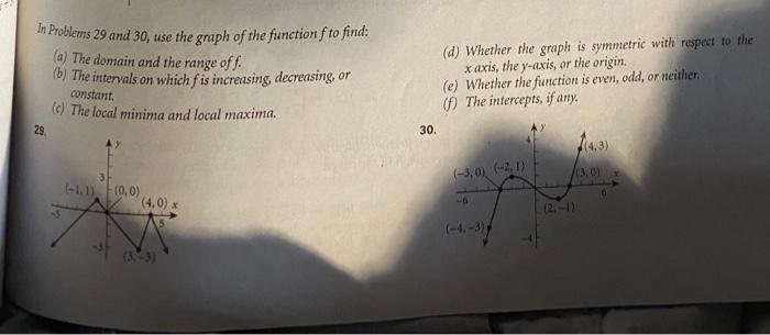 Solved In Problems 29 and 30, use the graph of the function | Chegg.com