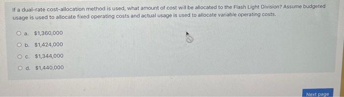 Solved If a dual-rate cost-allocation method is used, what | Chegg.com