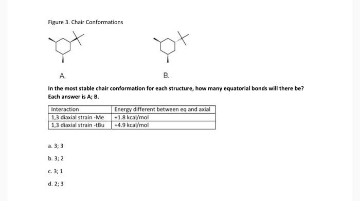 Solved Figure 3. Chair Conformations B. In the most stable | Chegg.com