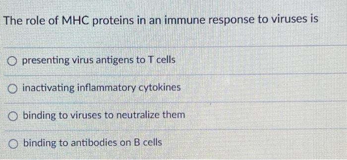 Solved The Role Of MHC Proteins In An Immune Response To | Chegg.com