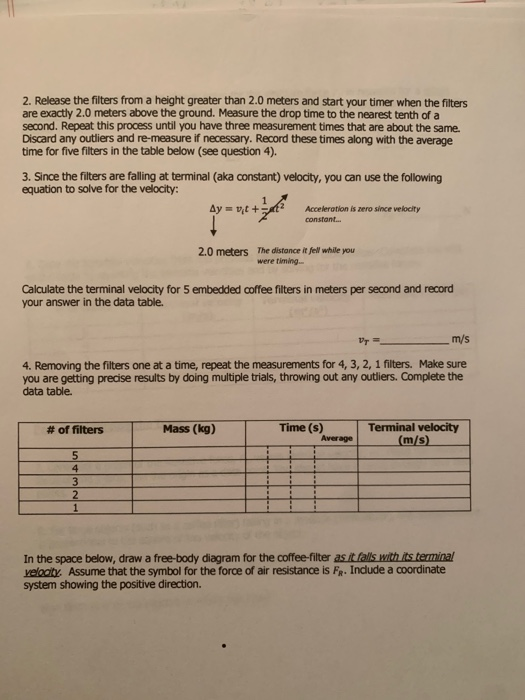 Solved Lab Air Resistance By measuring the terminal
