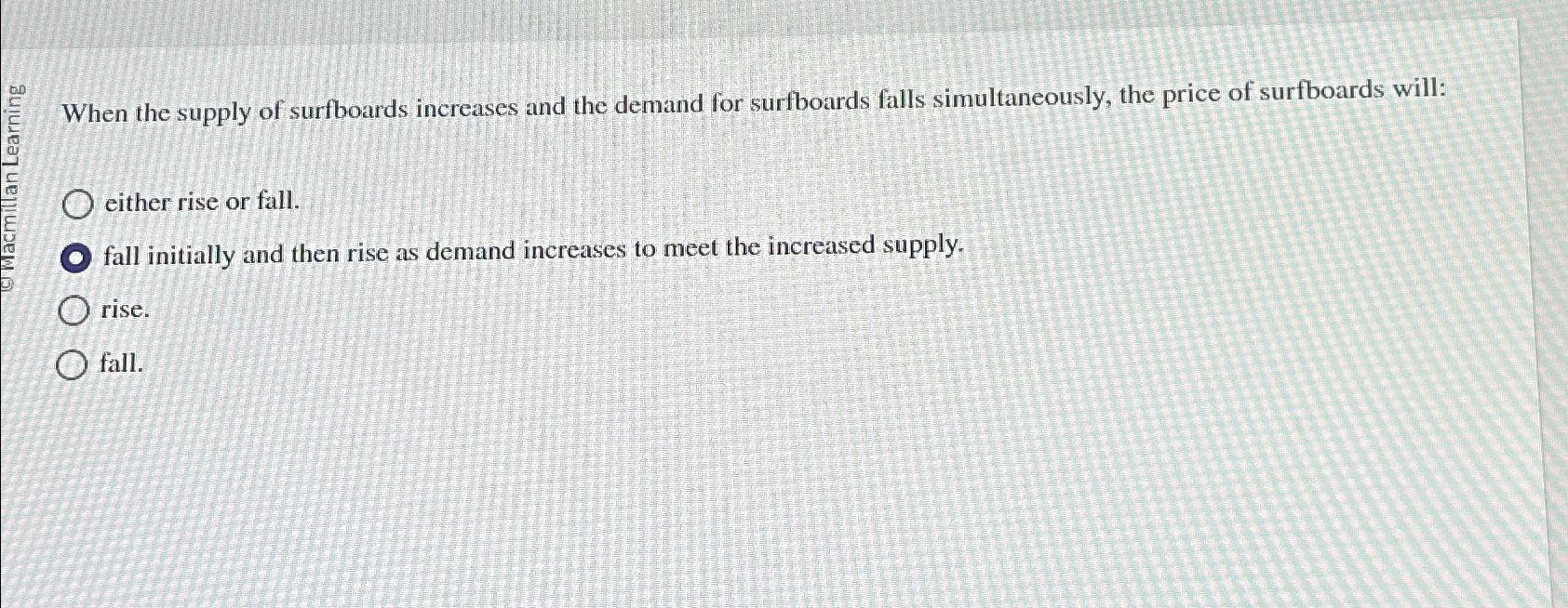 Solved When the supply of surfboards increases and the