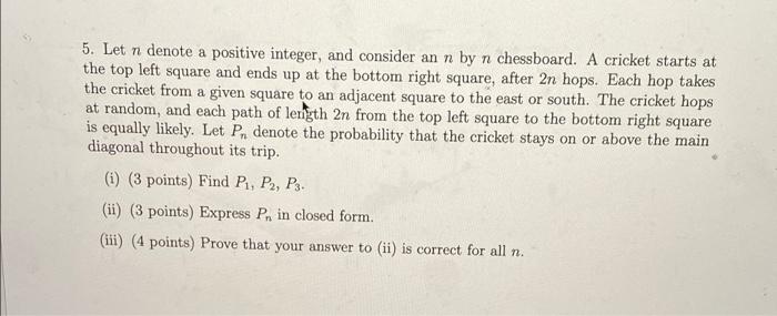 Solved 5. Let n denote a positive integer, and consider an n | Chegg.com