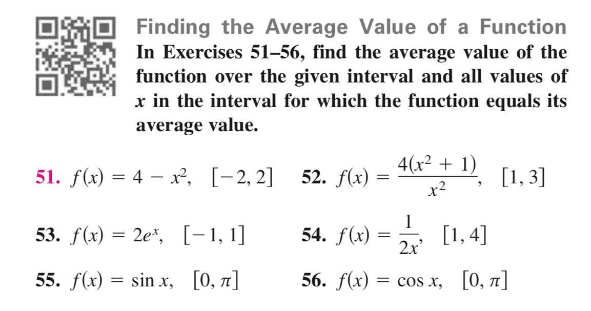 Solved Finding the Average Value of a Function In Exercises | Chegg.com
