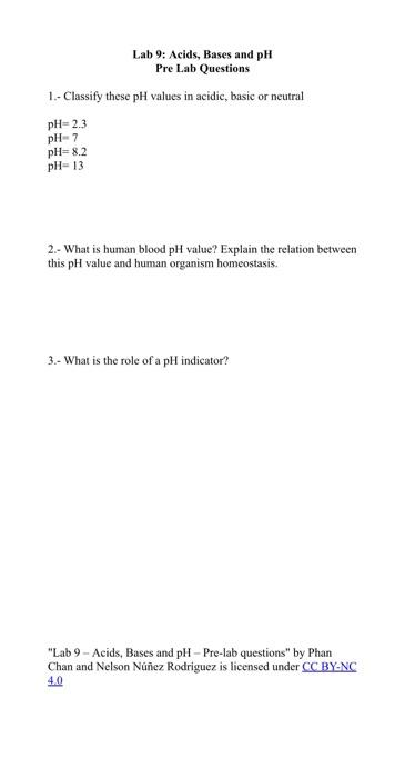 Solved 1.- Classify These PH Values In Acidic, Basic Or | Chegg.com