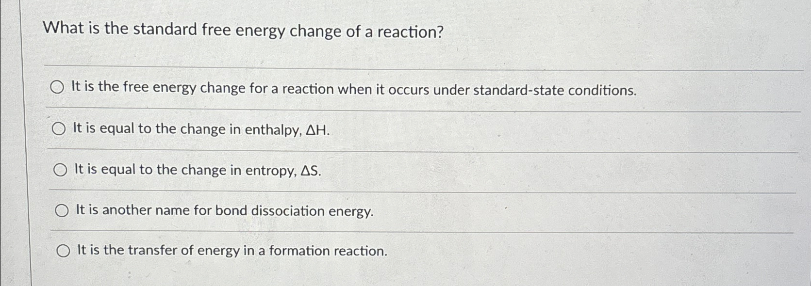 Solved What is the standard free energy change of a | Chegg.com