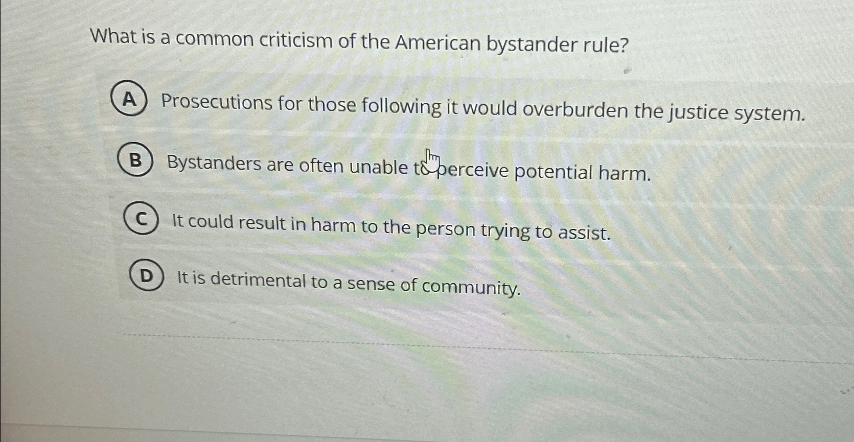 Solved What is a common criticism of the American bystander | Chegg.com