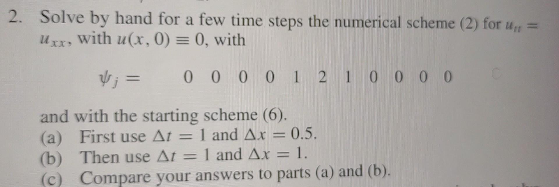 Solve by hand for a few time steps the numerical | Chegg.com