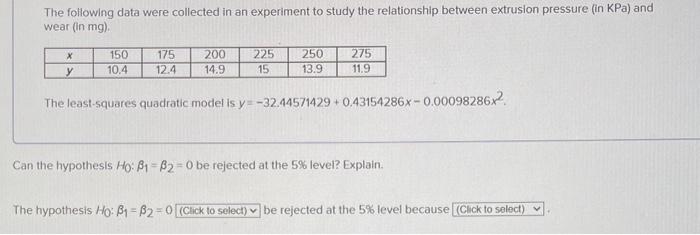 Solved The following data were collected in an experiment to | Chegg.com