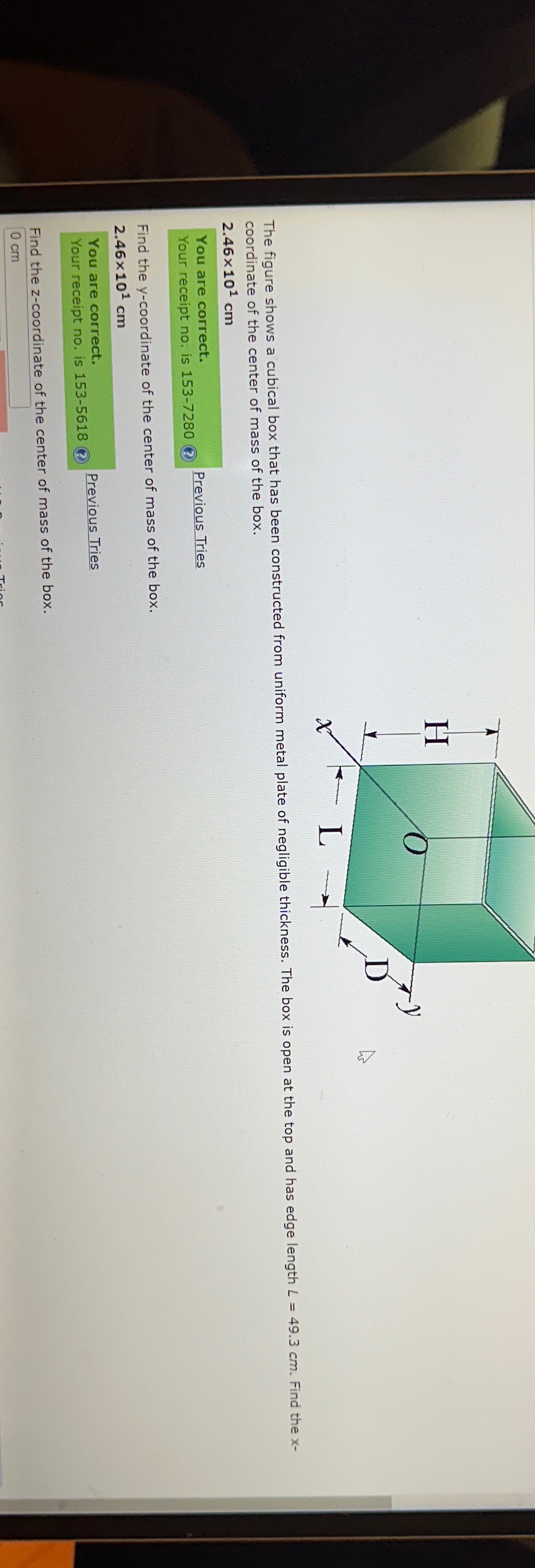 Solved The Figure Shows A Cubical Box That Has Been | Chegg.com