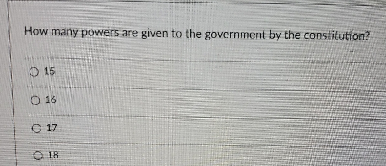 Solved How many powers are given to the government by the | Chegg.com