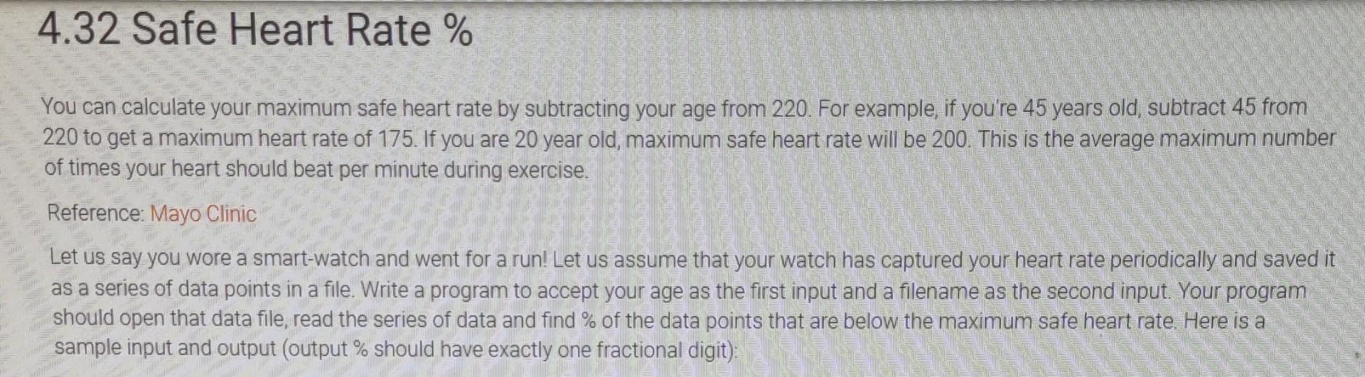 4 32 safe heart rate you can calculate your maximum chegg