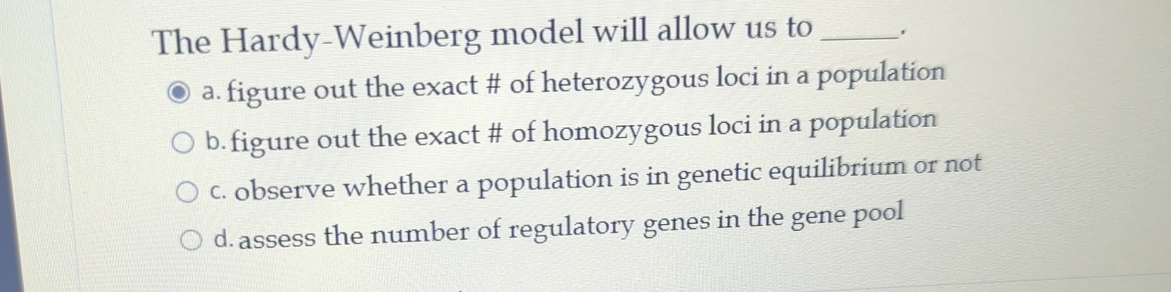 Solved The Hardy Weinberg Model Will Allow Us Toa ﻿figure