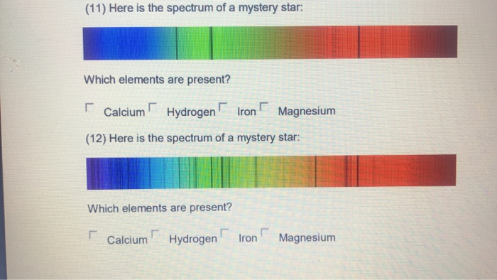 Solved Stellar Absorption Spetra Unknowns. Identify The | Chegg.com