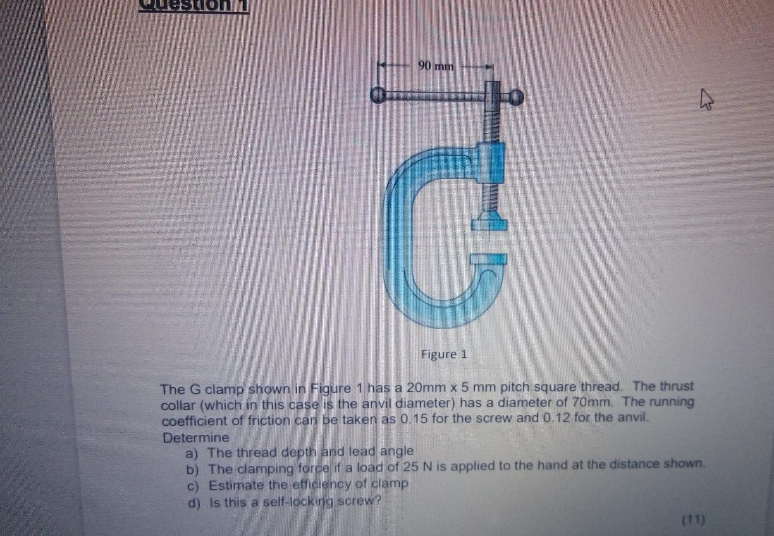 Solved The clamp shown in (Figure 1) has a rated load