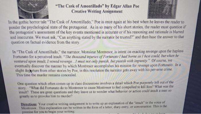 Реферат: Cask Of Amontillado And Black Cat Essay