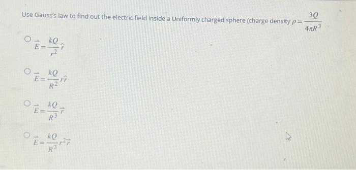 Solved Use Gauss's law to find out the electric field inside | Chegg.com