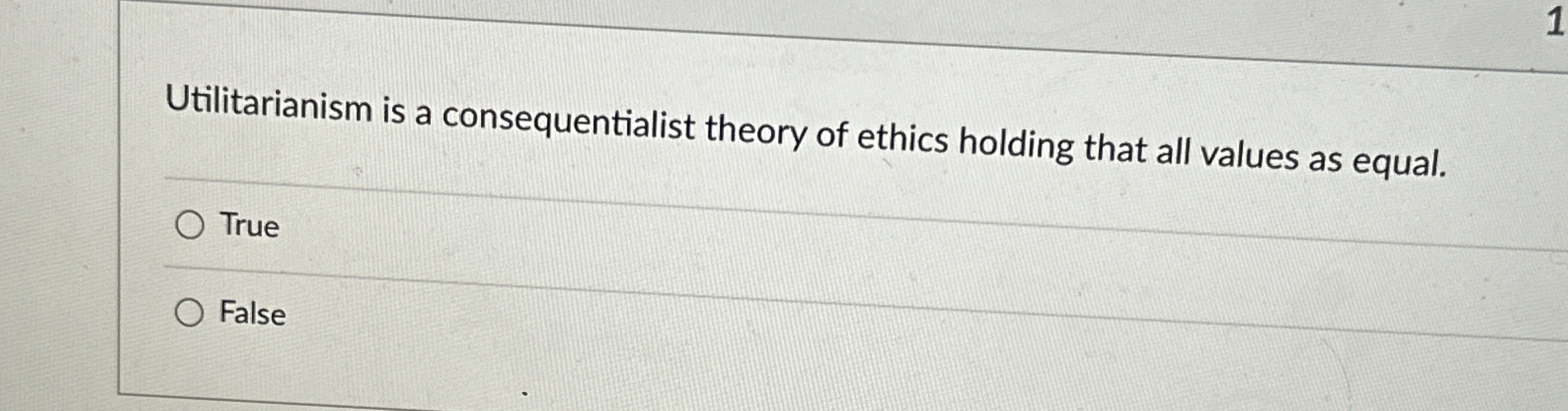 Solved Utilitarianism is a consequentialist theory of ethics | Chegg.com