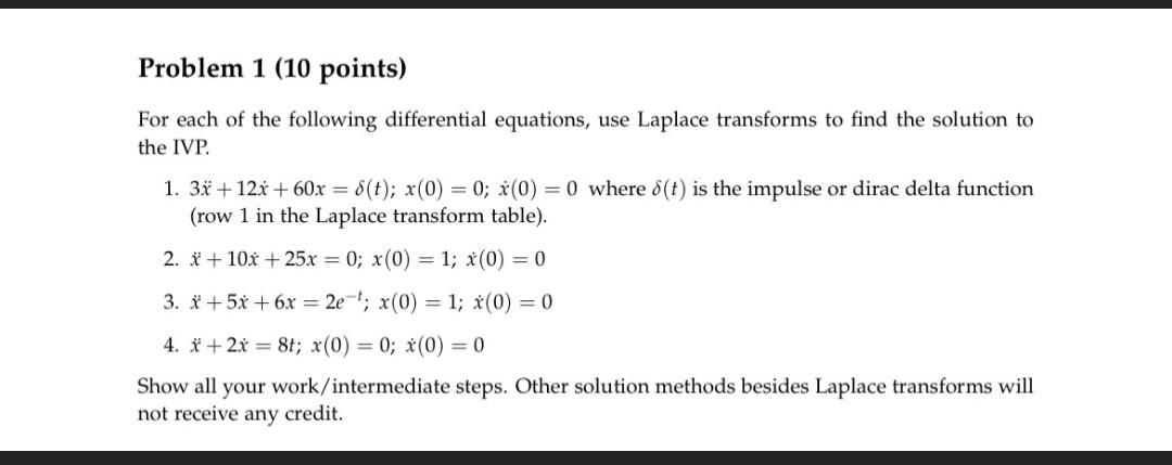 Solved Problem 1 (10 points) For each of the following | Chegg.com