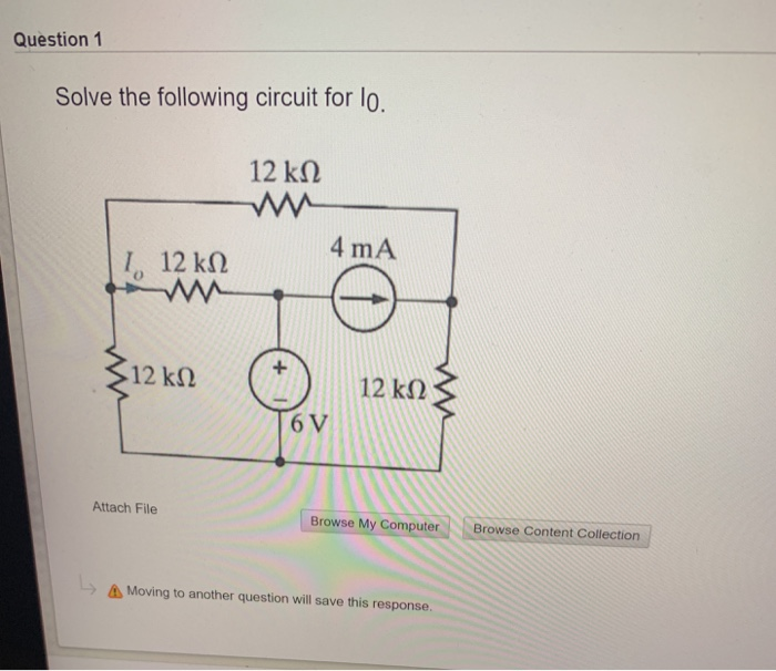 Solved Question 1 Solve the following circuit for lo. 12 ΚΩ | Chegg.com