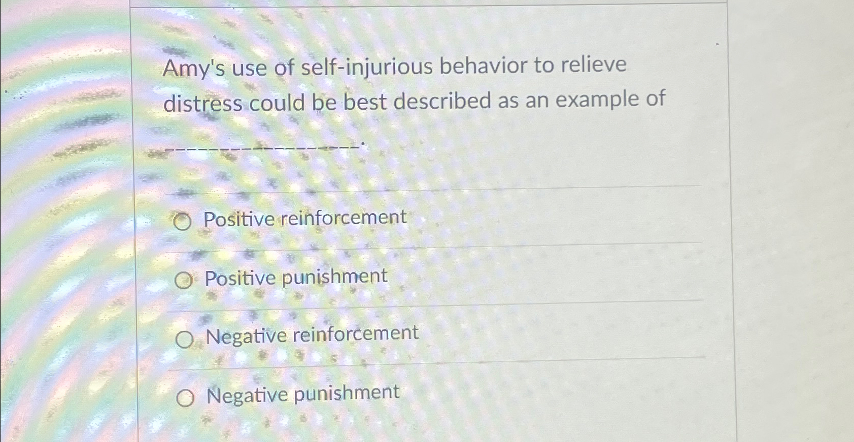 Solved Amy's use of self-injurious behavior to relieve | Chegg.com