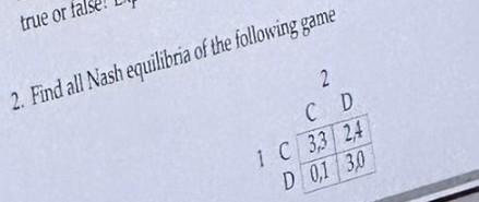 Solved 2. Find all Nash equilibria of the following game | Chegg.com