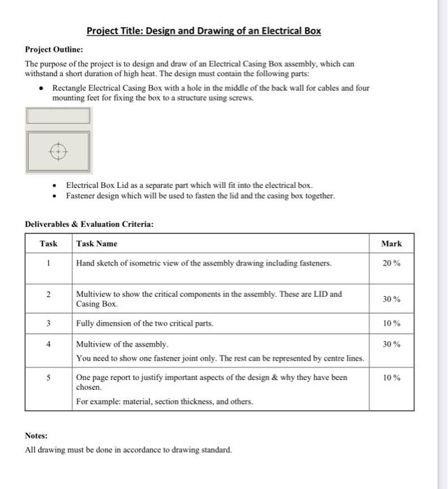 Solved Project Title: Design and Drawing of an Electrical | Chegg.com