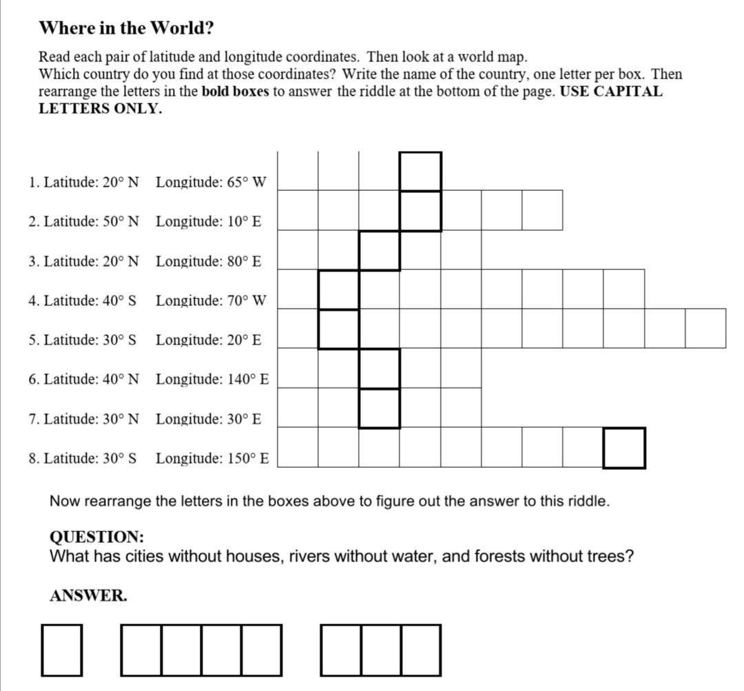 solved where in the world read each pair of latitude and chegg com