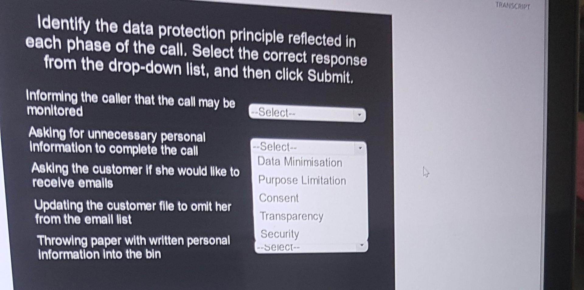 Solved Identify the data protection principle reflected in | Chegg.com