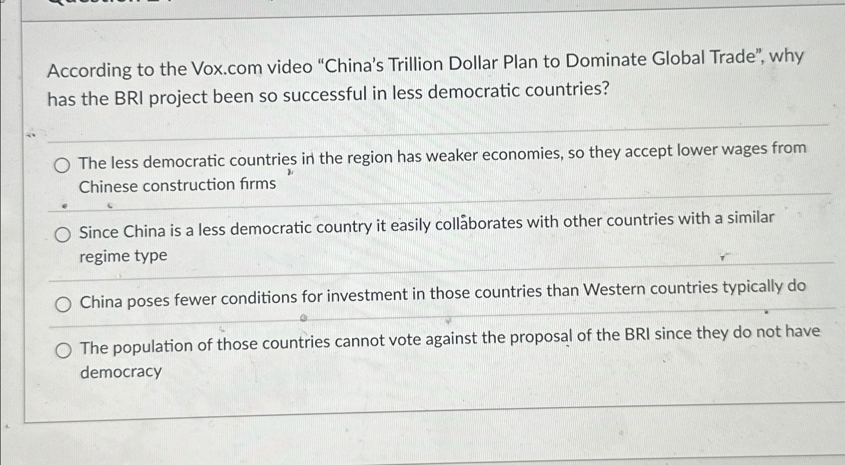 Solved According To The Vox.com Video "China's Trillion | Chegg.com