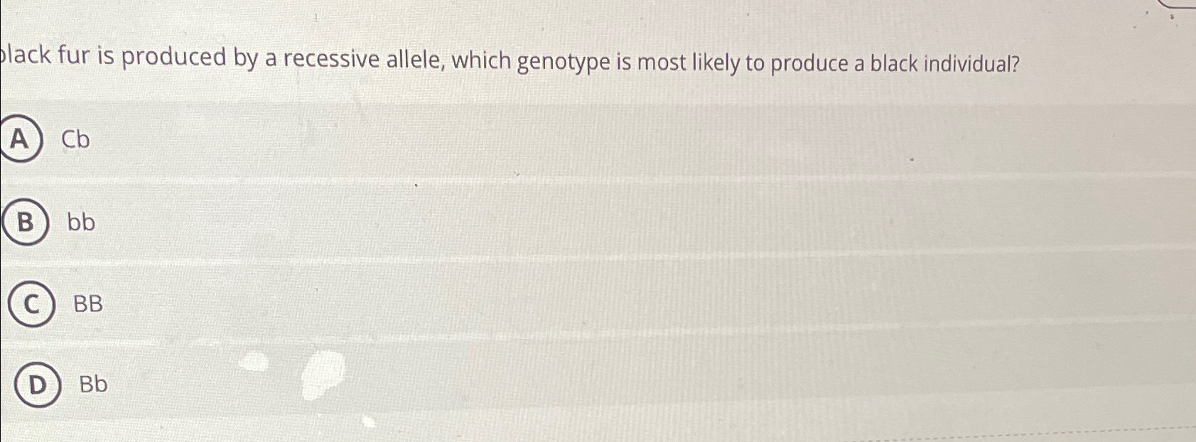 Solved olack fur is produced by a recessive allele, which | Chegg.com