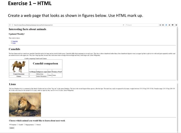 Solved Exercise 1 - HTML Create A Web Page That Looks As | Chegg.com